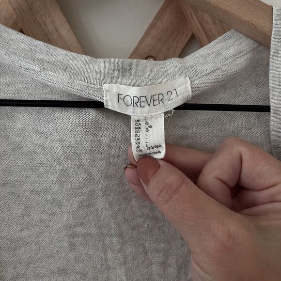 Forever 21 Cardigan Womens Medium Gray Knit Lightweight Sweater Button - Large - Picture 4 of 6